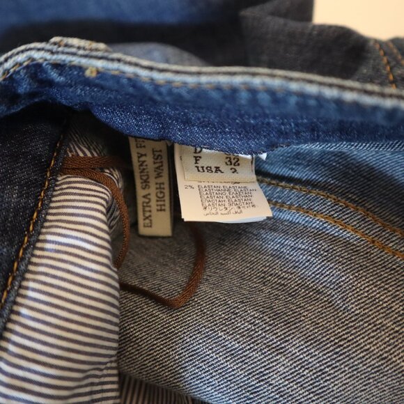 Brunello Cucinelli Blue Jeans Monili Stretch Skinny Denim 25.5"x27" Size 2 - Picture 8 of 9